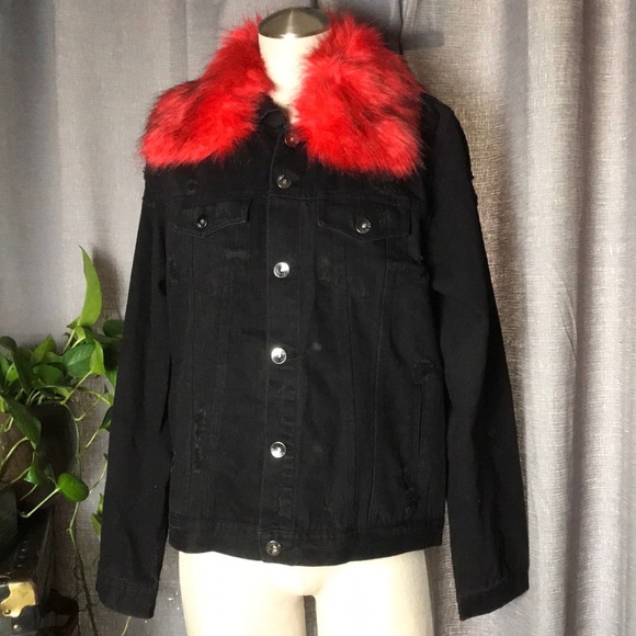 Ci Sono distressed black button up denim jacket M - Picture 1 of 8